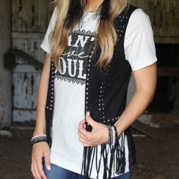 Personal NWOT Short Black Fringe Vest for Evanz01 - Picture 4 of 5